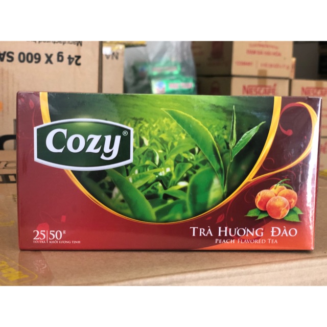 COMBO 5 HỘP TRÀ COZY HƯƠNG ĐÀO - hộp 50gr ( 25 gói x 2gr )