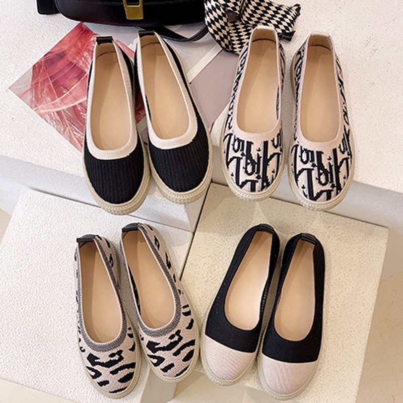 IELGY Giày Dệt Kim Đế Bằng Co Giãn Thoáng Khí Dành Cho Nữ