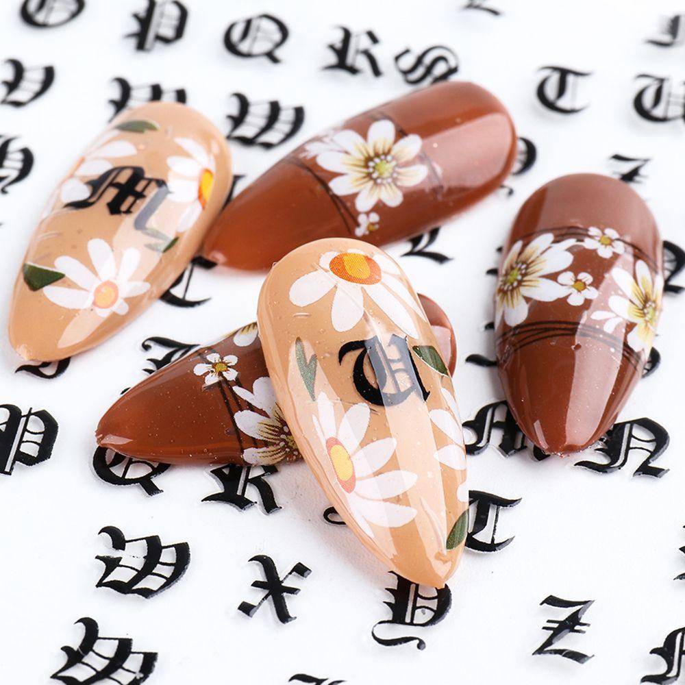 CACTU Miếng Dán Móng Tay In Chữ Tiếng Anh Màu Laser DIY|Decal Dán Trang Trí Xe Hơi
