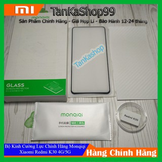 Bộ kính cường lực Redmi K30 4G/5G  chính hãng Monqiqi - Kính cường lực 9H + Cường lực Camera sau + Miếng dán vân carbon