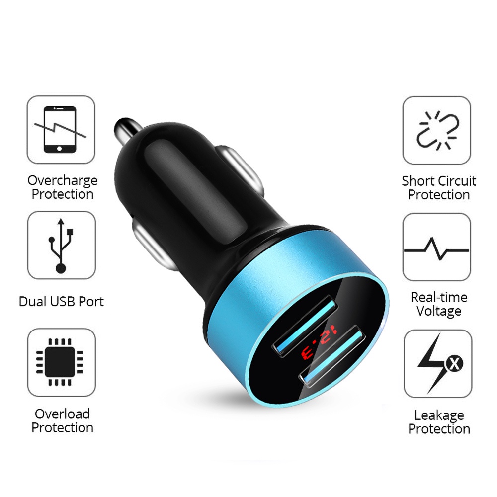 12-24V Car Phone Charger 2 Ports Cigarette Socket Lighter Fast Charging LCD Display Autolader Led Display Voltmeter 3.1A Dual Usb Voor Telefoon Oplader Power Adapter Splitter Voor