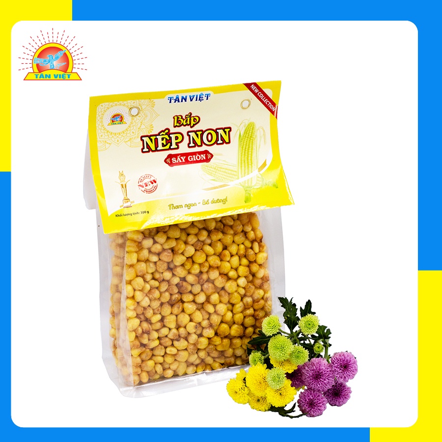 Bắp Nếp Non Sấy Giòn TÂN VIỆT Hữu Cơ Giàu Chất Dinh Dưỡng Gói 65g-130g
