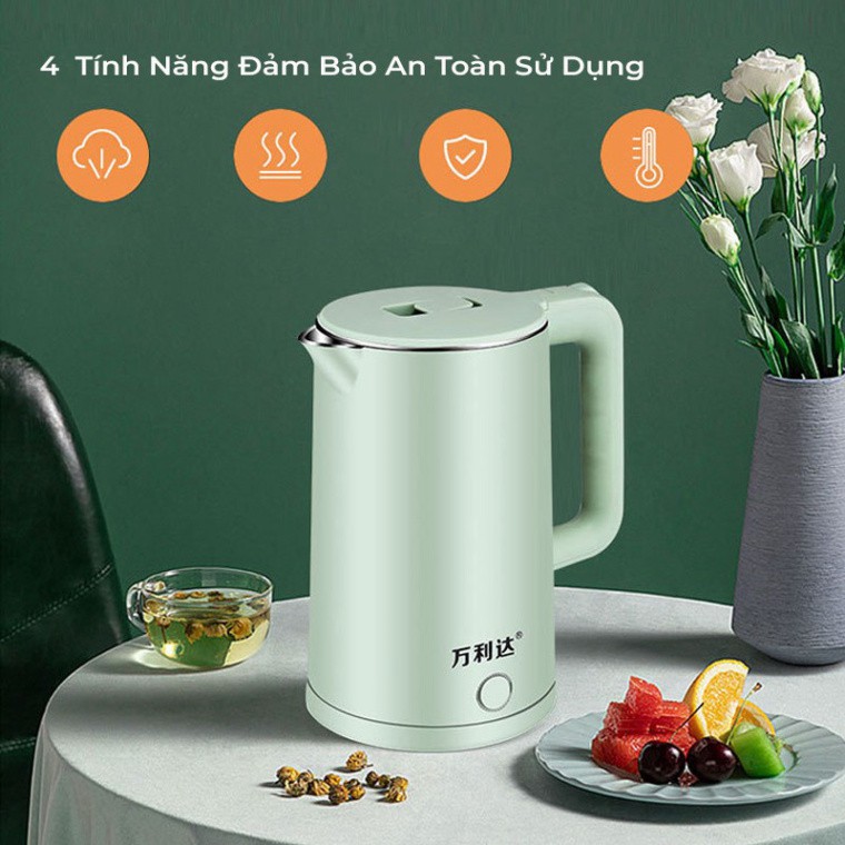 Ấm đun nước ấm siêu tốc inox cao cấp dung tích 2,3L sôi nhanh trong 8 phút_ibb