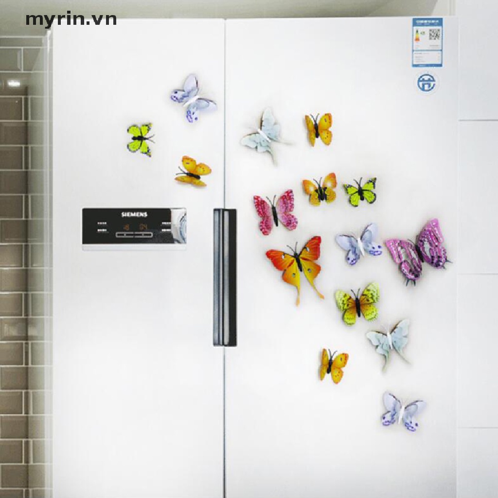 12 Miếng Dán Tường Trang Trí Hình Bướm 3D Tháo Rời Được