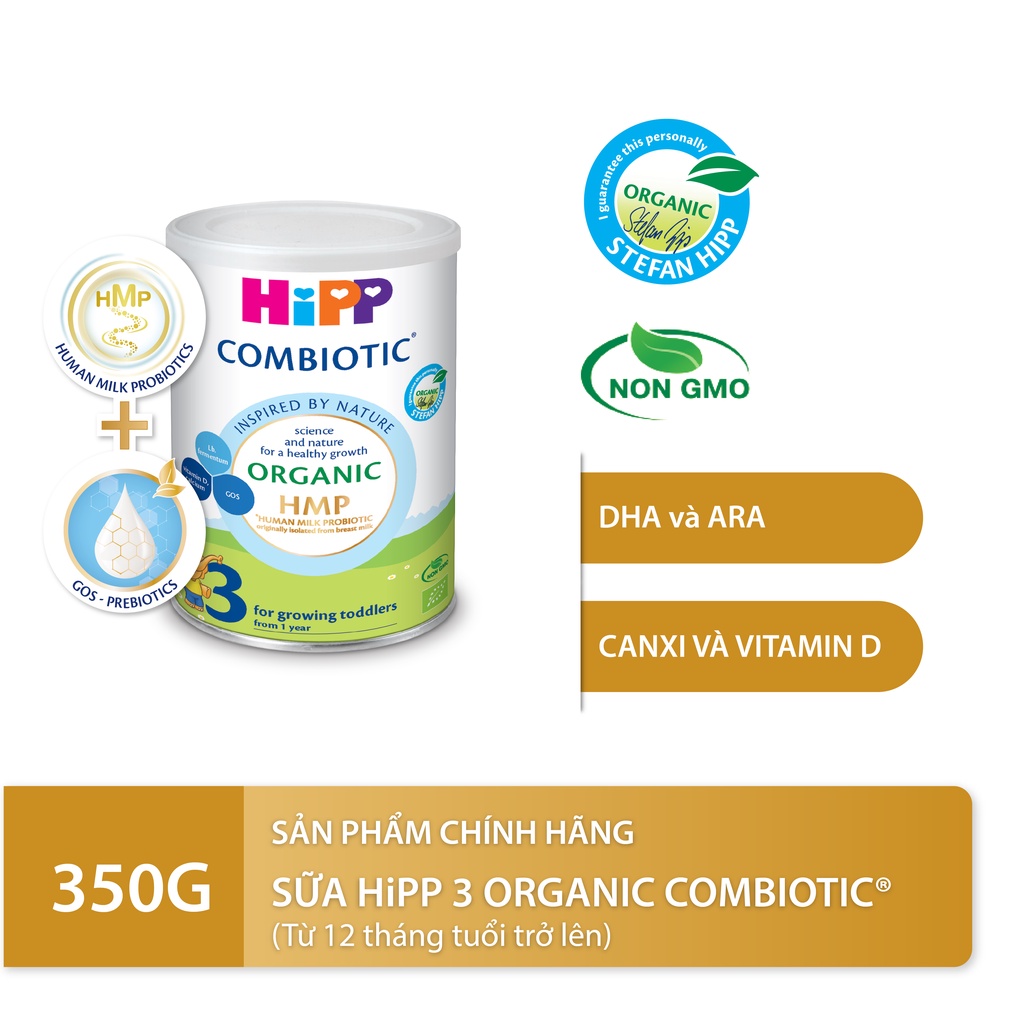Combo 2 lon Sữa bột công thức HiPP 3 Organic Combiotic 350g