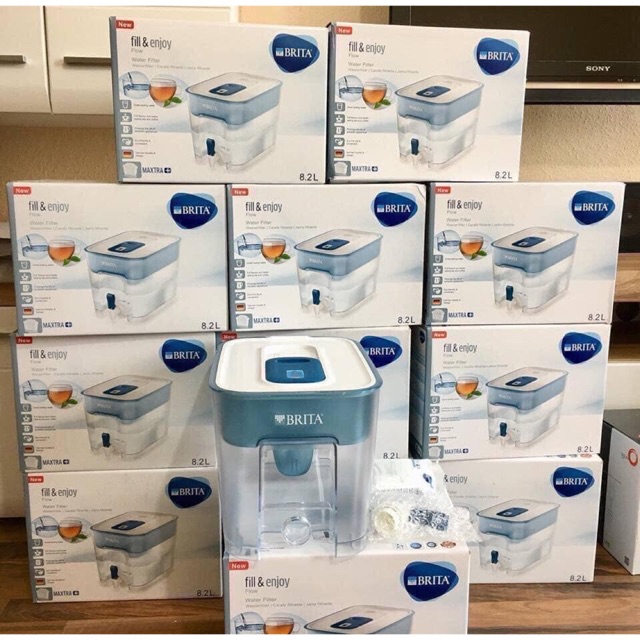 BÌNH LỌC NƯỚC BRITA FLOW GERMANY THIẾT KẾ MỚIIIII 8,2 LIT - Bộ sản phẩm bình lọc nước Brita + 1 lõi 
