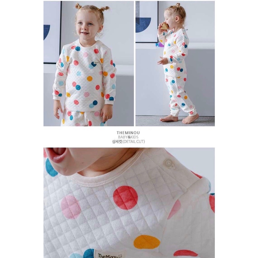 Bộ chần bông 100% cotton xuất Hàn dư xịn mềm ấm cho bé trai bé gái