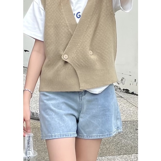 Sibling House - Quần short jeans lưng cao ống rộng dày dặn tặng kèm dây nịt KENO SHORTS