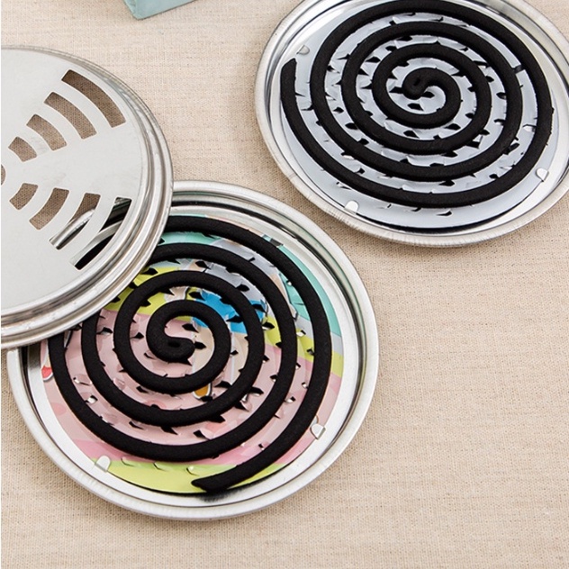 [Sỉ 5.5K] Hộp đựng nhang muỗi bằng thép không gỉ, khay đựng nhang muỗi có nắp đậy an toàn khogiasi247