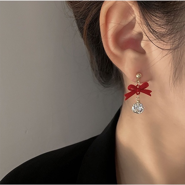 Bông tai mạ bạc 925 hình nơ thời trang thu đông cho nữ