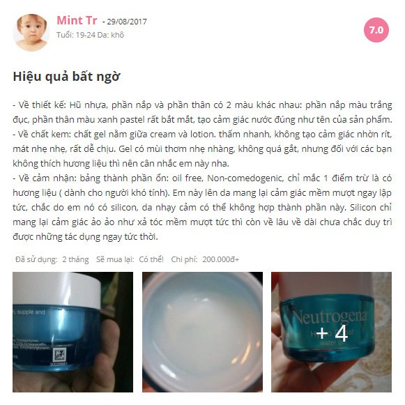 [Bill UK] Kem dưỡng Neutrogena Water Gel - Gel Cream -Water-gel (da dầu)