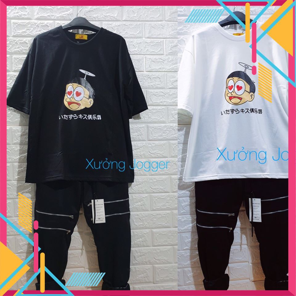 Set Quần Áo Trắng Đen Nobita Mặc Là Sang