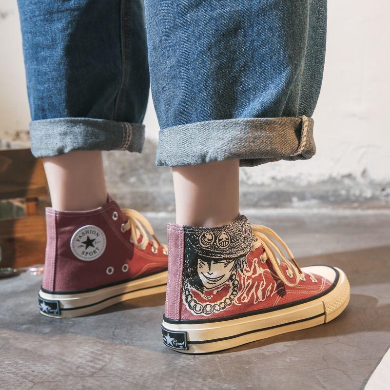 Giày Vải Canvas Cổ Cao Phong Cách Retro Hồng Kông Dễ Phối Đồ Thời Trang Cho Nữ Size 35-40