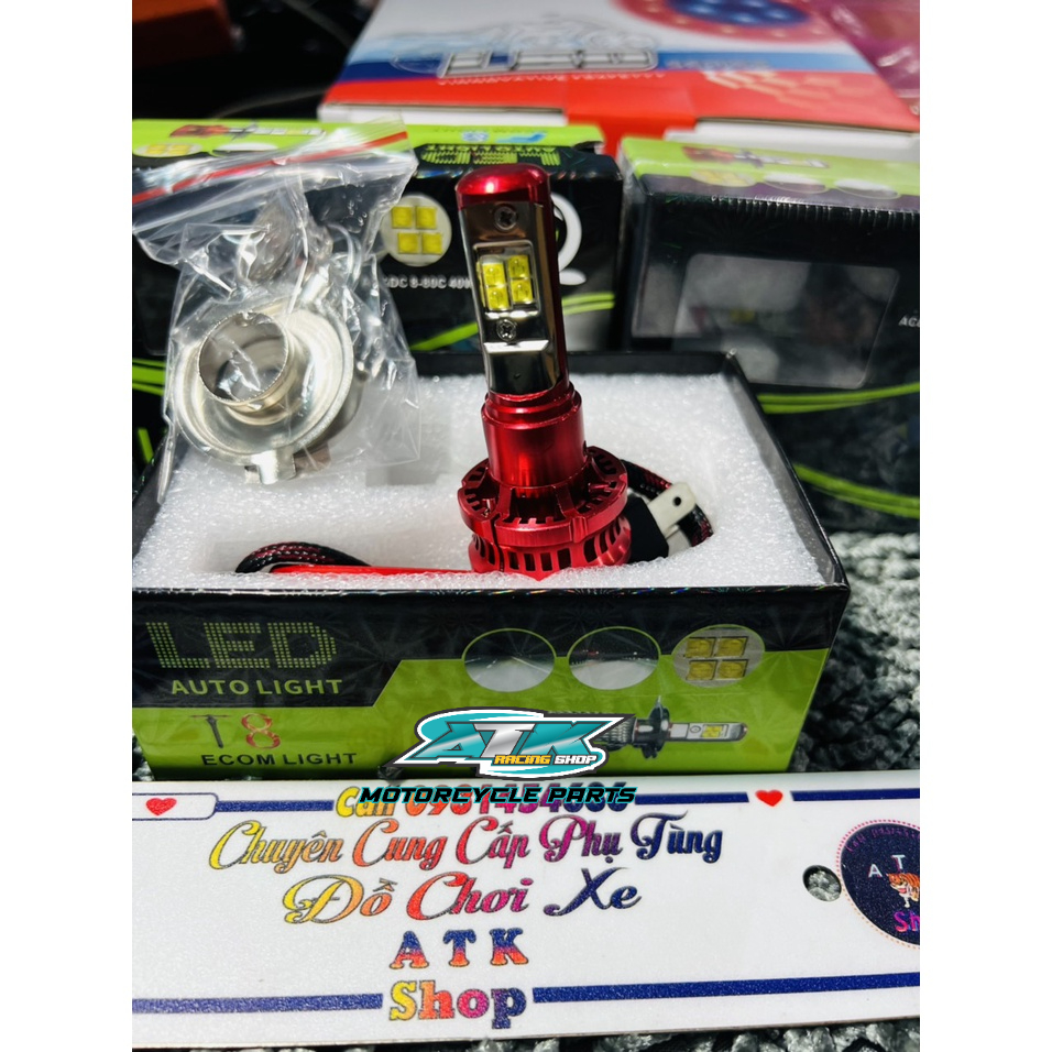 Đèn pha led xe máy oto  hai mặt 8 led siêu sáng chống nước 100% quạt tản nhiệt  hàng xịn sáng trắng