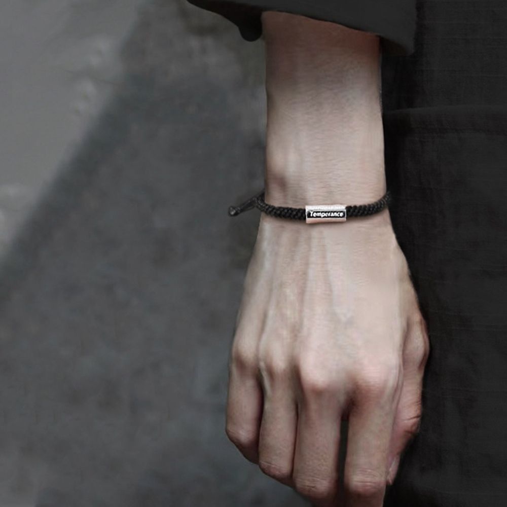 Vòng đeo tay dây bện mặt hình phong cách hip hop Hàn Quốc cá tính cho nam