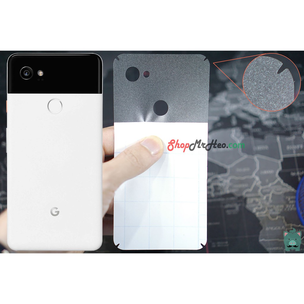 Skin Dán Mặt Sau Lưng Vân 3D Google Pixel 2 - Pixel 2 XL - Carbon, Nhám, Hình hộp, Vân Da