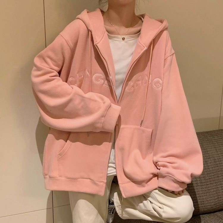 Áo Khoác Hoodie Viền Tay Bồng PEONYB Nữ 🌸 Jacket form rộng có mũ màu XÁM | HỒNG | XANH TÍM THAN | ĐỎ ĐÔ | ĐEN |Ulzzang 🌸