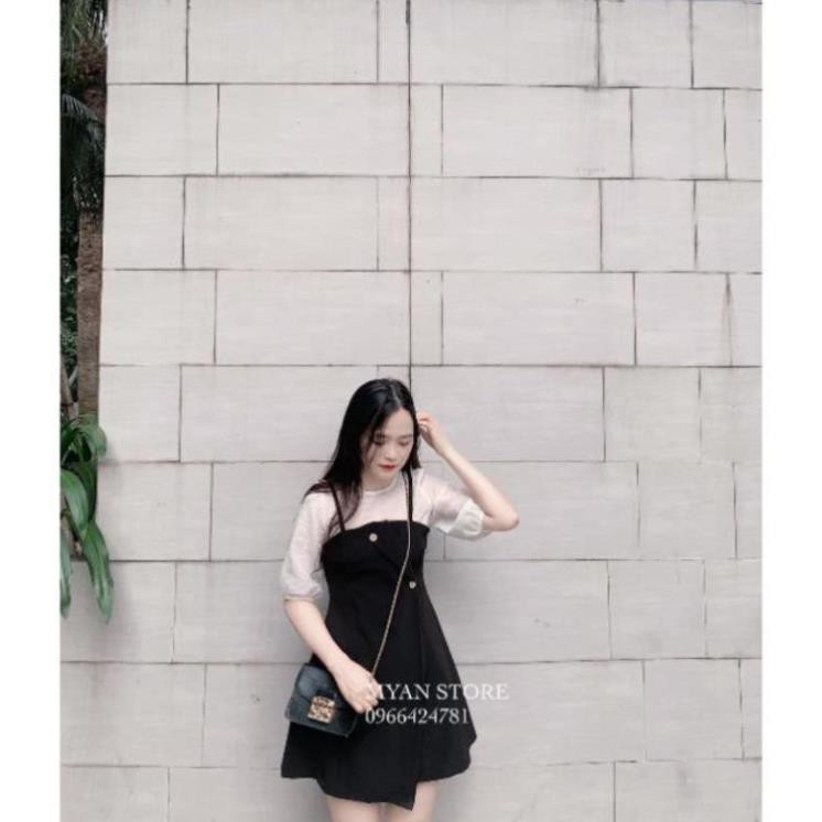 ĐẦM YẾM, VÁY YẾM VẠT LỆCH CÚC MIX CHÂN VÁY VOAN TRẮNG | BigBuy360 - bigbuy360.vn