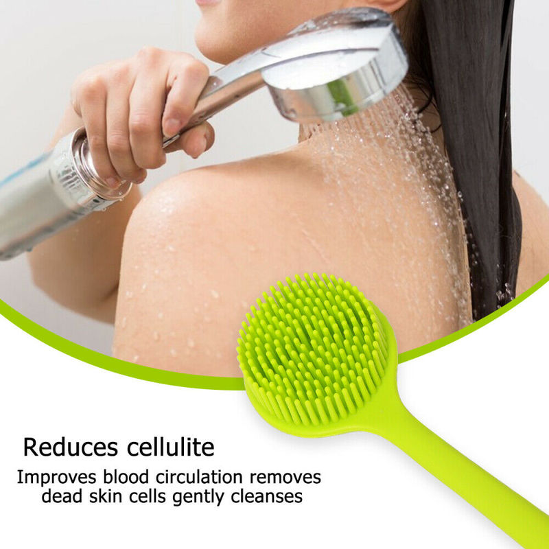 Cọ tắm bằng silicon hai mặt có tay cầm dài tiện dụng