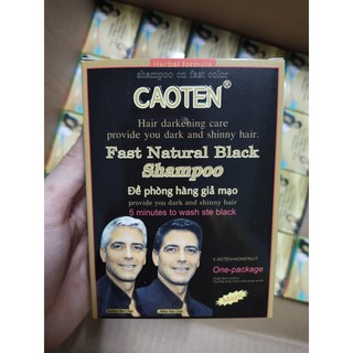 Hộp 10 Gói Dầu Gội Nhuộm Đen Tóc YiCaoTen - Gội Là Đen (Hộp 10 Gói Có Kèm Bao Tay)