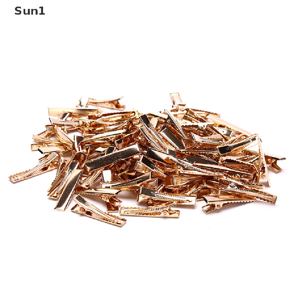 Set 1 &gt; 100 Kẹp Tóc Cá Sấu Kim Loại Màu Vàng KC DIY