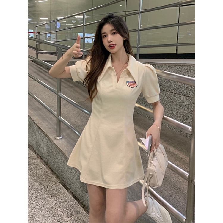 NUZIRO  Đầm Polo Ngắn Tay Chiết Eo Thời Trang Trẻ Trung Cho Nữ