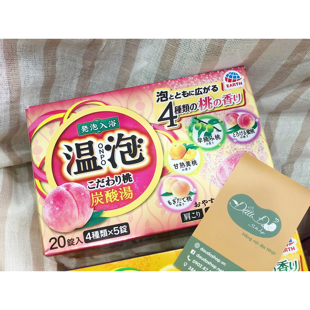 Muối tắm ngâm bồn thư giãn Onsen Earth 20 viên gồm 4 mùi (45g) - Hàng nội địa Nhật