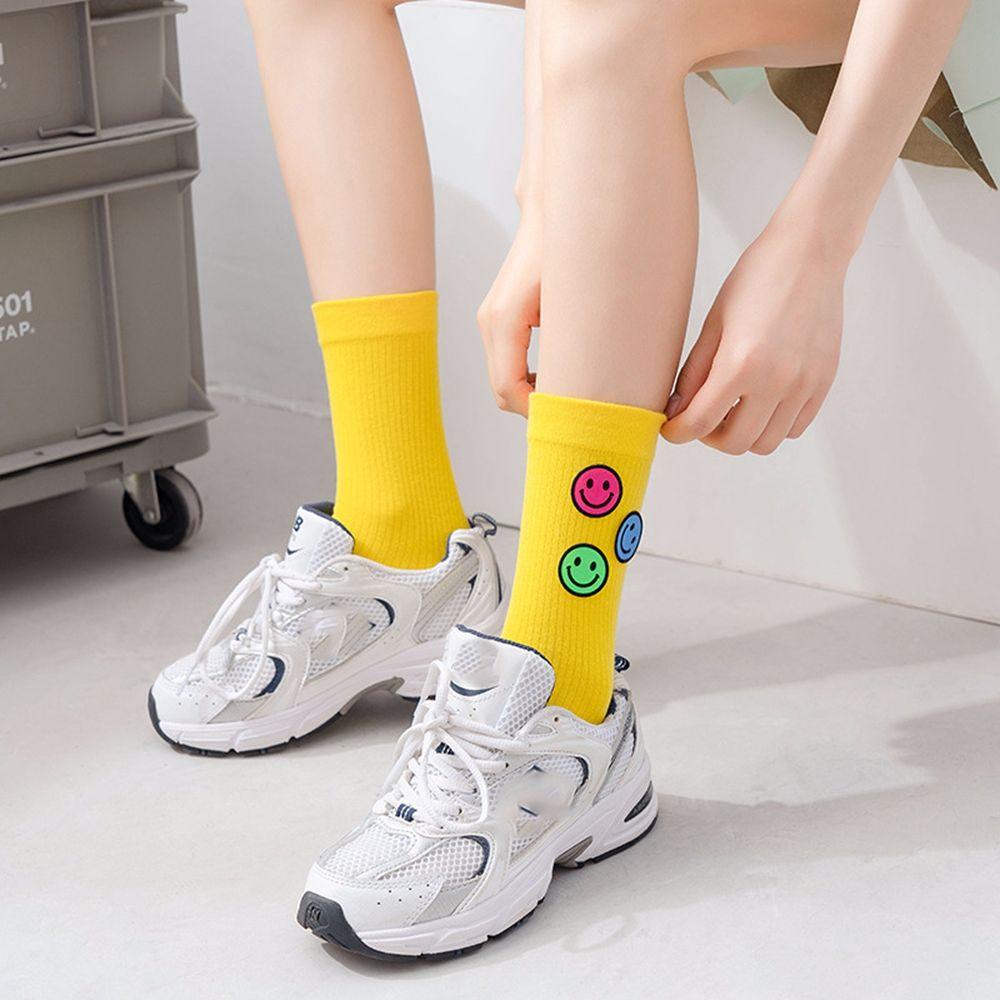 Vớ Cotton Cổ Trung In Họa Tiết Hoạt Hình Đơn Giản Ngọt Ngào Cho Nữ