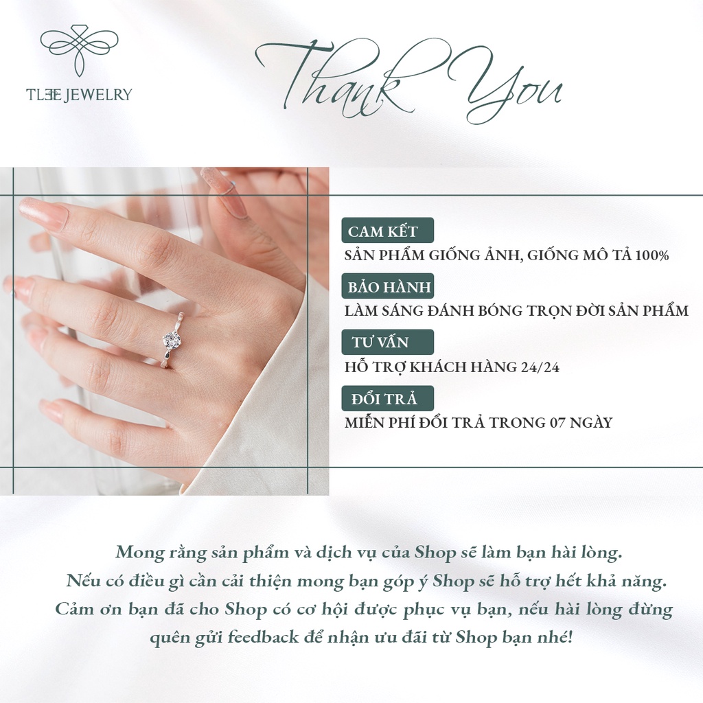 Nhẫn bạc nữ TLEE ổ đá tròn 6li bốn chấu viền trơn hình ziczac độc đáo NCJ A0206