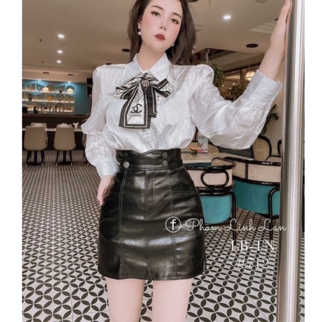 CHÂN VÁY DA DÁNG A KHUY CẠP CAO QUẢNG CHÂU MS17267