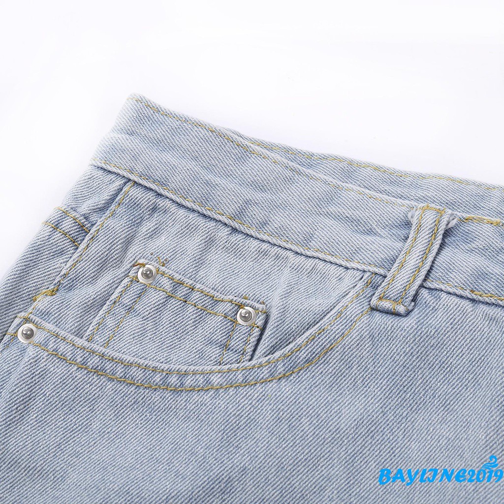 Quần Short Jeans Lưng Cao Ống Rộng Màu Sắc Trẻ Trung Cho Nữ