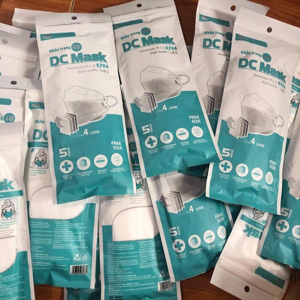 Túi 10 Chiếc Khẩu Trang 4D KF94 Chống Bụi Mịn Công Nghệ Hàn Quốc
