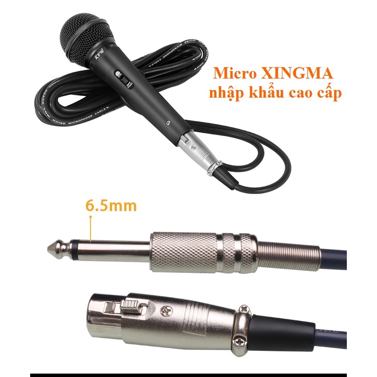 Micro Karaoke XINGMA AK-319 6.5mm - Âm Bass Êm Bắt Âm Tốt, Chống Hú, Chống Rè, Loại Bỏ Tạp Âm, Dây Nối Dài Linh Hoạt