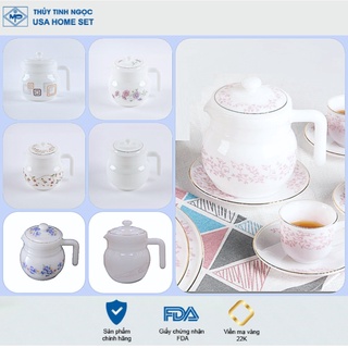 Ấm trà 700ml viền vàng 22K các mẫu hoa văn thủy tinh ngọc USA Homeset cao cấp nhập khẩu chính hãng