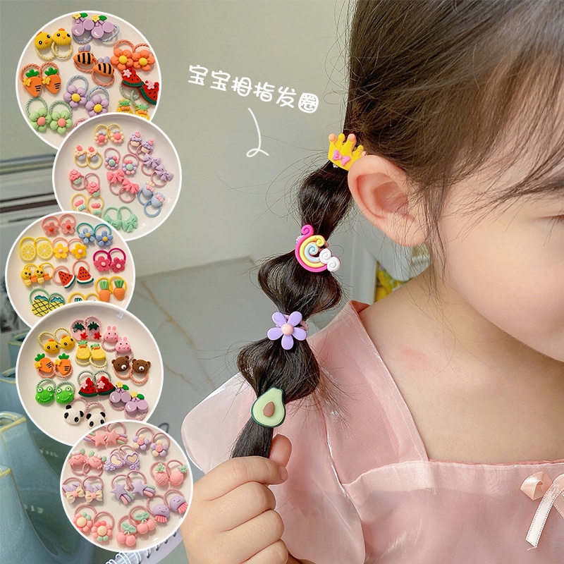 Dây Buộc Tóc Hình Hoạt Hình Phong Cách Hàn Quốc Xinh Xắn Cho Bé