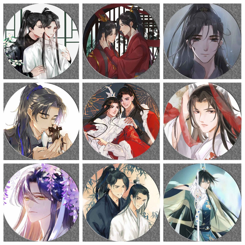 (nhiều mẫu) Huy hiệu cài áo IN HÌNH Husky và sư tôn mèo trắng của hắn anime chibi dễ thương