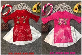 Áo dài cách tân cho bé- áo dài kèm mấn