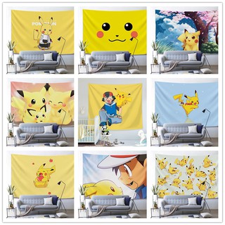 [Giving away decoration LED lights] 【Japanese anime （Pikachu） 】tapestry, Room decoration，Bedroom decoration，living room decoration  ，Student dormitory decoration [Giving away installation package]