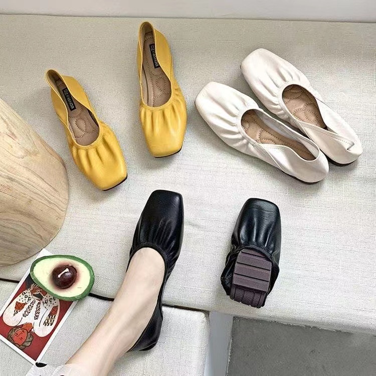 Giày Búp Bê Da Mũi Vuông Thời Trang Cho Nữ