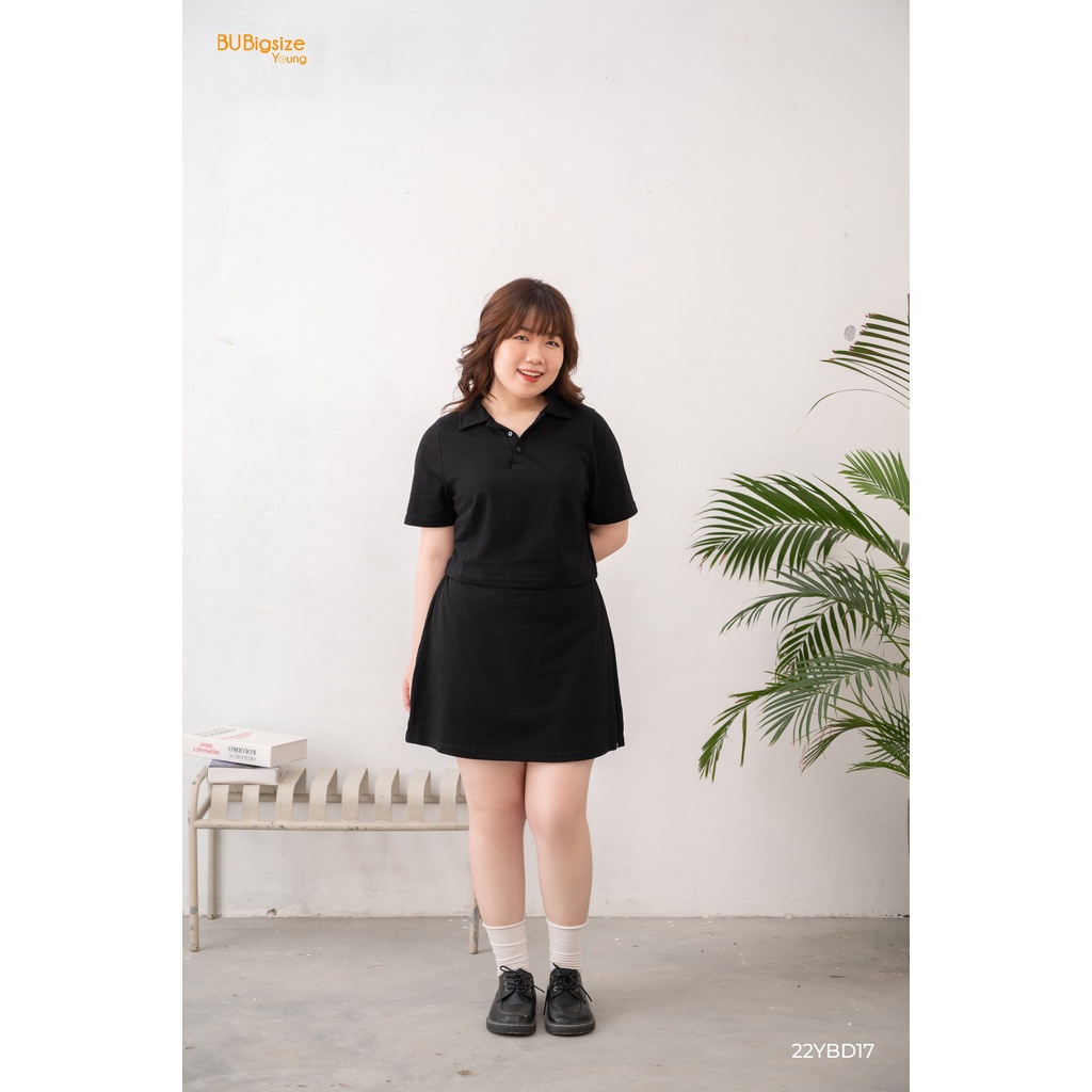 Set bộ áo thun dáng ngắn + Chân váy BIGSIZE (55kg đến 95kg) - 22YBD17 - BU Bigsize Young