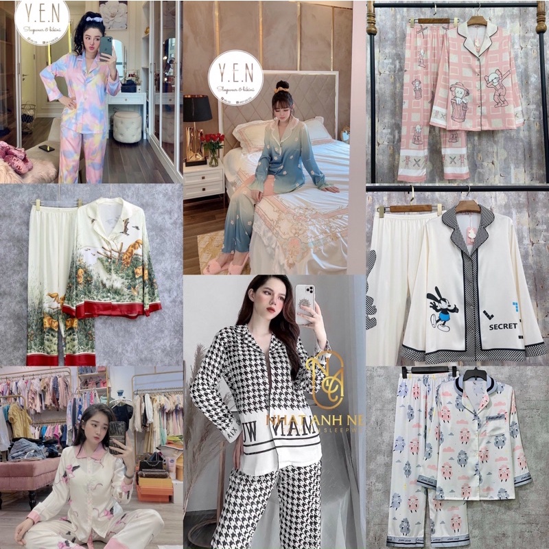 (20 mẫu HOT ) Bộ Mặc Nhà Tay Dài Thiết Kế Latin🏵Pyjama Lụa dài tay cao cấp cực sang(Mềm Mịn Mát)
