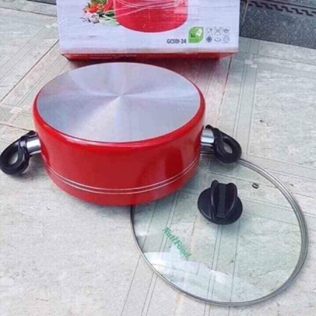 NỒI CHỐNG DÍNH NUTIFOOD 24CM. ĐÁY NỒI CÓ VÂN ĐÁ CHỐNG TRƯỢT.