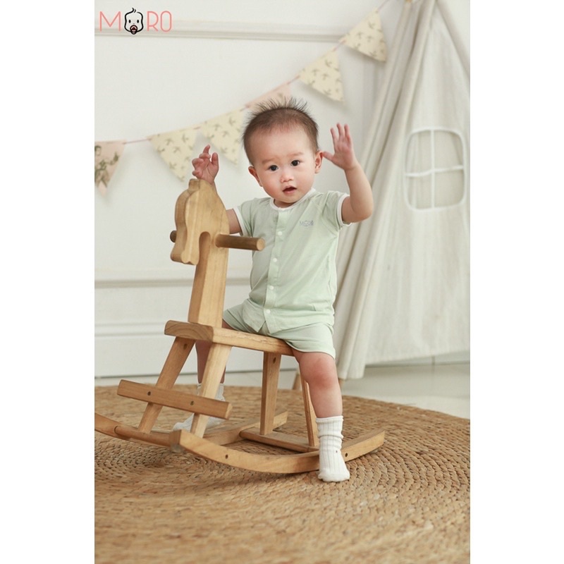 MORO chính hãng- Bộ ngắn tay cài thẳng, vải gỗ sồ Modal MRM001 ( Form nhỏ)