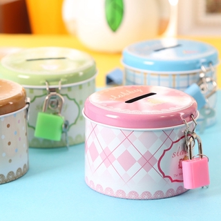 Hộp đựng tiền tiết kiệm hình tròn có khóa và chìa khóa đáng yêu
