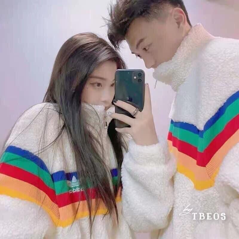 Áo khoác đôi nam nữ lông cừu Adidas hàng QC loại 1 lót nhung dày dặn