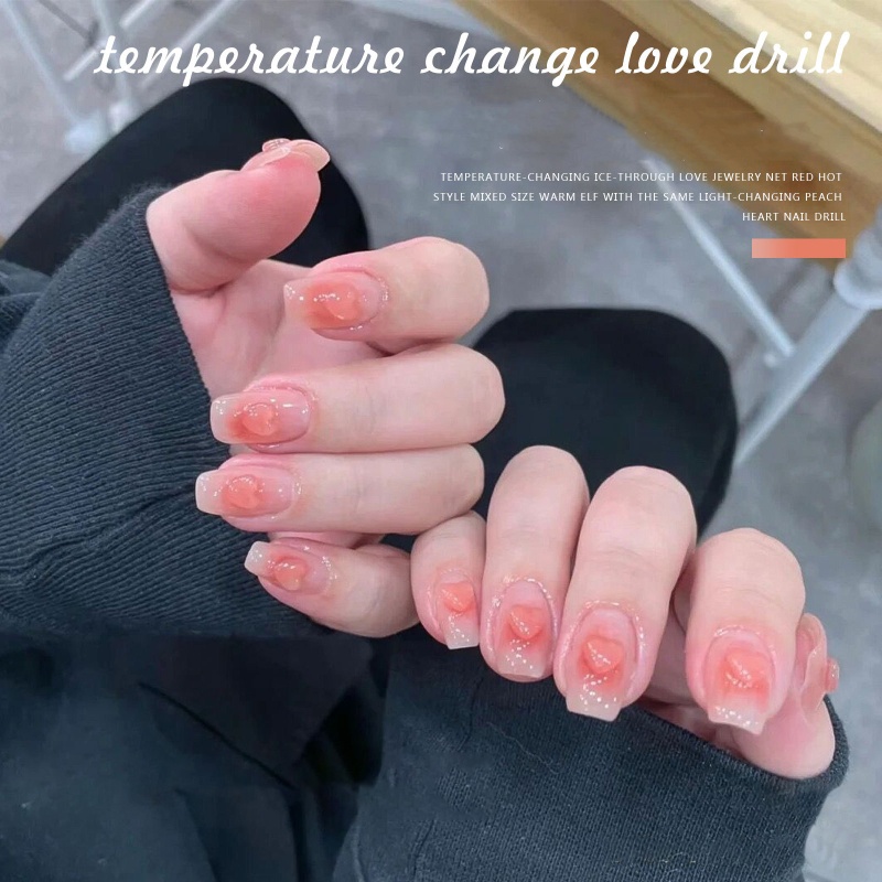 Set 100 Phụ Kiện Trang Trí Móng Tay 3D Hình Trái Tim Dễ Thương
