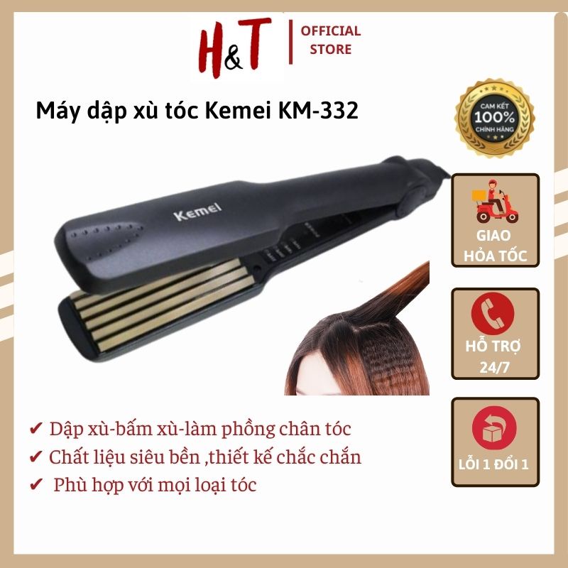 ⚡️𝐅𝐑𝐄𝐄 𝐒𝐇𝐈𝐏 ⚡️Máy Dập Xù Tóc KEMEI 332, Chức năng dập xù, bấm xù , bấm mè tạo kiểu tóc làm phồng chân tóc bản to cao cấp