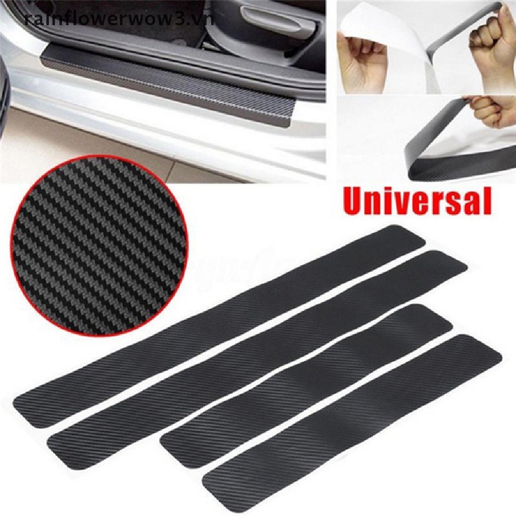 Bộ 4 Miếng Dán Bảo Vệ Bàn Đạp Cửa Xe Hơi Bằng Sợi Carbon Cao Cấp
