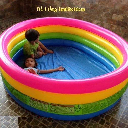 Phao bể bơi tròn 4 tầng cầu vồng