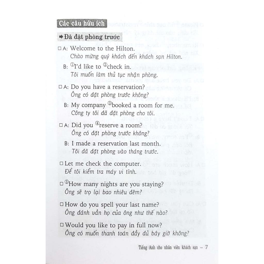 Sách Tiếng Anh Cho Nhân Viên Khách Sạn - Sách Bỏ Túi